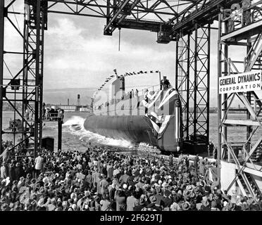 Launching of USS Nautilus, 1954 Stock Photo