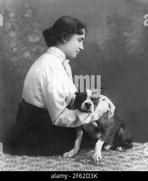 Hellen Keller with Dog, 1902 Stock Photo