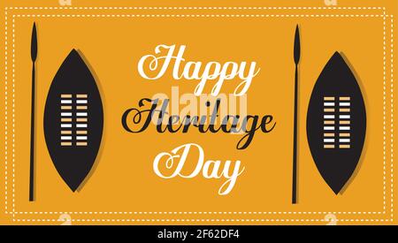 Happy Heritage Day Zulu Shield And Spear Africa Culture Traditional Stock Vector