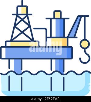Offshore oil platform RGB color icon Stock Vector