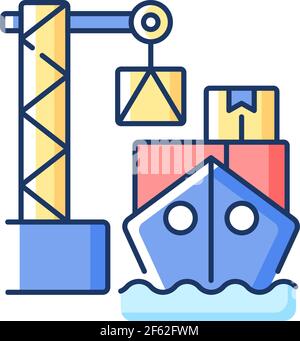 Cargo loading RGB color icon Stock Vector