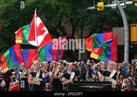 CALGARY,  CANADA - JUL 9, 2004  -Participants in the  Calgary Stampede Parade,  Alberta, Canada Stock Photo