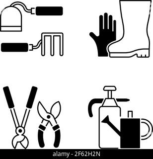 Gardening gloves outline icons. Black and white Coloring page for kids ...
