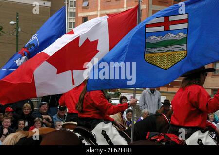 CALGARY,  CANADA - JUL 9, 2004  -Participants in the  Calgary Stampede Parade,  Alberta, Canada Stock Photo