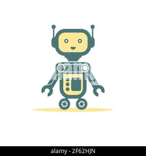 metal robot flat illustration vector image Stock Vector