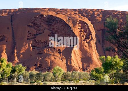 Close-up  view of a section of Uluru, in the Uluṟu-Kata Tjuṯa National Park, Northern Territory Stock Photo