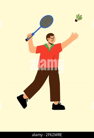 Professional badminton player hitting shuttlecock Stock Vector