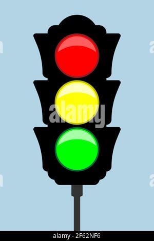 Traffic light - vector icon. Flat style. Vector illustration Stock Vector