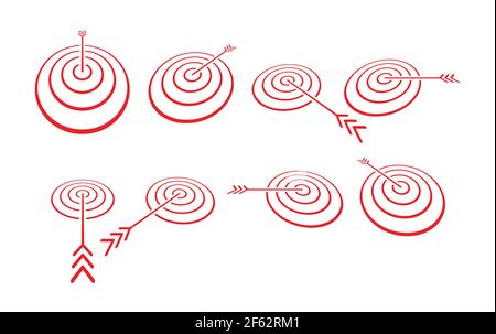 perspective darts set. eight steps dart and arrow sign Stock Vector