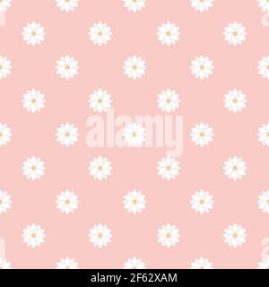 Cute print with small daisy flowers on light pink background Stock Vector