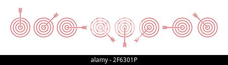 eight steps dart and arrow sign. vector darts set Stock Vector