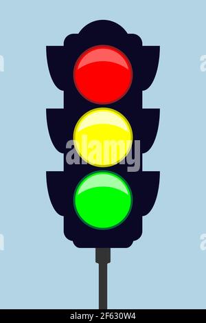 Traffic light - vector icon. Flat style. Vector illustration Stock Vector