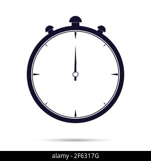 Stopwatch icon. Dark color isolated on white background. Flat style. Vector illustration Stock Vector