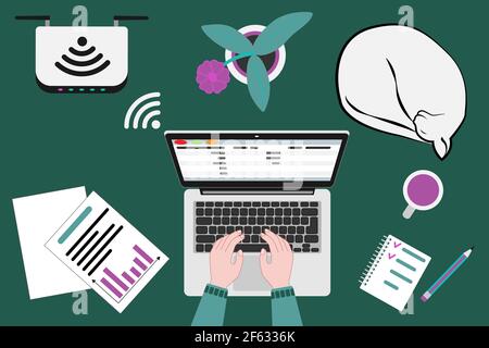 Workplace for telework or learning from home Stock Vector