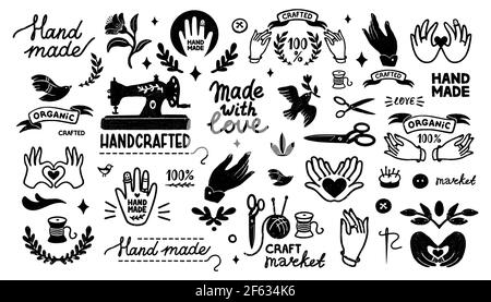 Handmade hand made craft label typography Vector Image