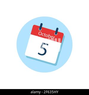 White daily calendar Icon October in a Flat Design style. Easy to edit Isolated vector Illustration. Stock Vector