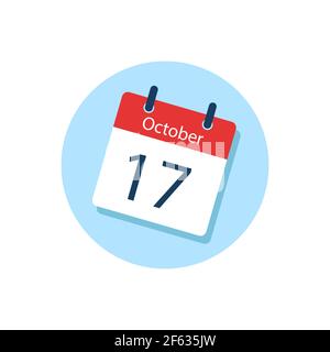 White daily calendar Icon October in a Flat Design style. Easy to edit Isolated vector Illustration. Stock Vector