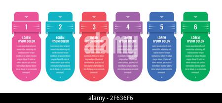 six steps infographic template. web, internet, annual report, magazine information template. business infographic template Stock Vector