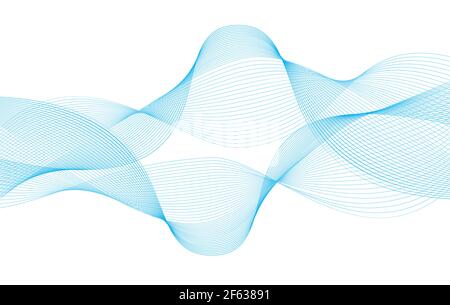 Abstract wave from curved lines of blue color on white background. Vector Illustration. EPS10 Stock Vector