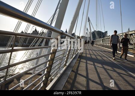 South Bank, London, UK. 29th Mar 2021. UK Weather: clear skies and evening sunshine Credit: Matthew Chattle/Alamy Live News Stock Photo