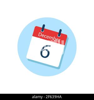 White daily calendar Icon December in a Flat Design style. Easy to edit Isolated vector Illustration. Stock Vector