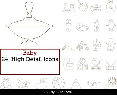 Baby Icon Set. Thin Editable Stroke Line Without Filling Design. Vector Illustration. Stock Vector