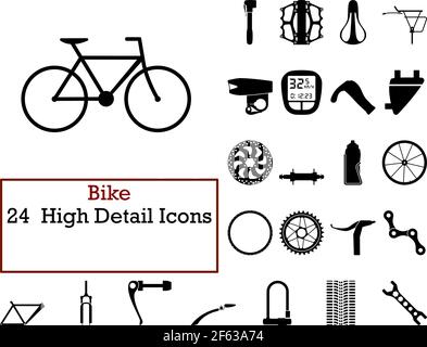 Bike Icon Set. Cute and Smooth Glyph Design. Fully editable vector illustration. Text expanded. Stock Vector