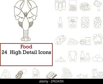 Food Icon Set. Thin Editable Stroke Line Without Filling Design. Vector Illustration. Stock Vector