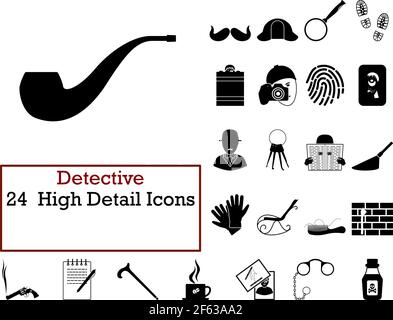 Detective Icon Set. Cute and Smooth Glyph Design. Fully editable vector illustration. Text expanded. Stock Vector