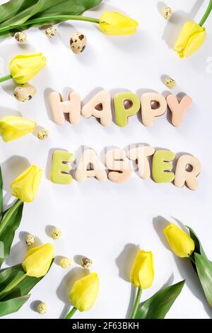 Easter Gingerbread Cookies, Beautiful Bouquet Of Tulips And Greeting 