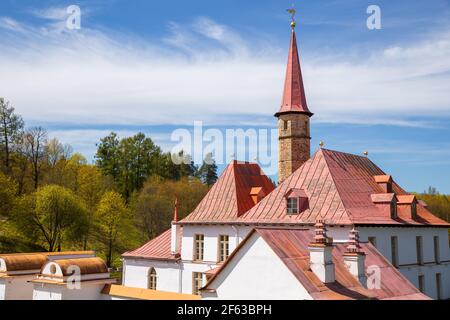 Priory Palace in Gatchina, fragment of a close-up. Leningrad region, Russia Stock Photo