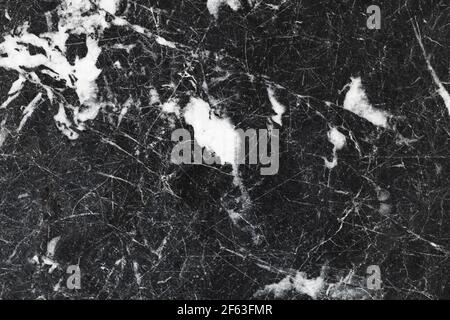 Background photo texture of black marble stone with white veins, front view Stock Photo