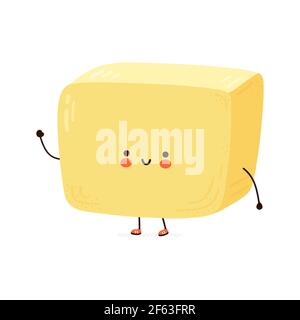 Cute funny Butter character. Vector hand drawn cartoon kawaii character illustration icon. Isolated on white background. Butter character concept Stock Vector