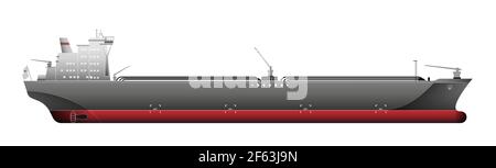 A huge ship tanker. Gas trade. Transporting chartered goods. Stock Vector