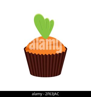 Easter cupcakes in carrot shape isolated on white background. Stock Vector