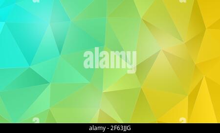 Turquoise, light green and yellow polygon vector pattern background. Abstract colorful 3D triangular low poly gradient background in 4k resolution. Stock Photo