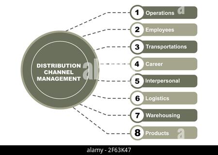 Diagram concept with Distribution Channel Management text and keywords. EPS 10 isolated on white background Stock Vector