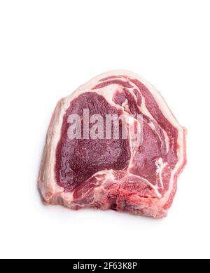 Raw fresh  lamb chop isolated on white Stock Photo
