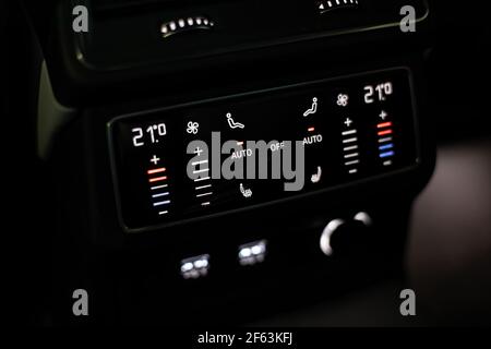 Control panel rear climate control. A modern control screen in a premium car. Stock Photo