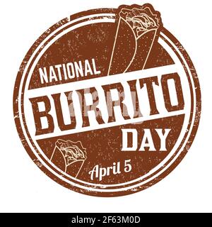 National burrito day grunge rubber stamp on white background, vector illustration Stock Vector