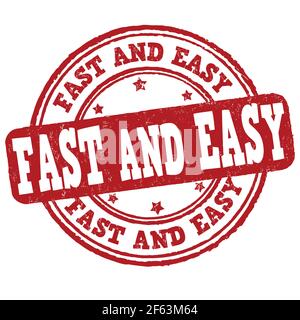 Fast and easy grunge rubber stamp on white background, vector illustration Stock Vector