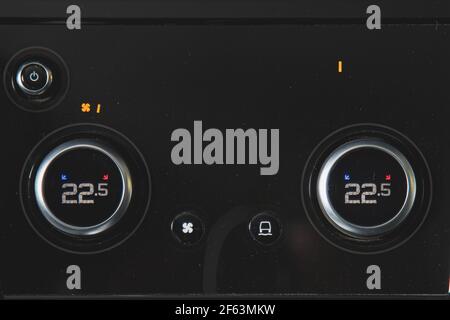 Conditioner climate control in a modern car. Buttons.. Stock Photo