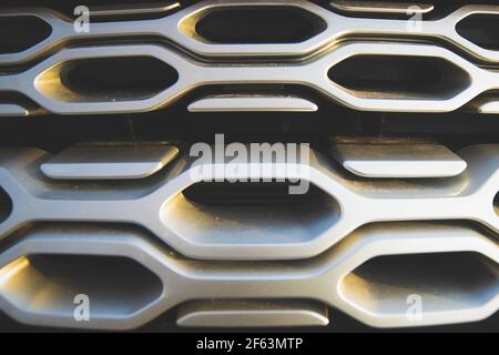 texture. close-up. SUV front grille. silver color Stock Photo
