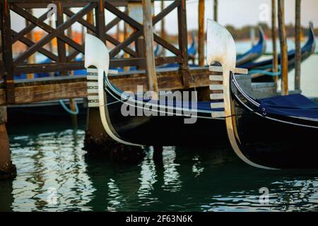 detail shot with gondola in Venice, Italy. Stock Photo