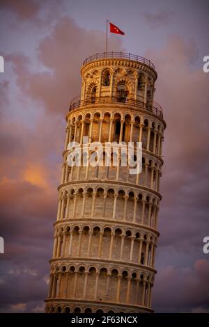 with Leaning Tower in Pisa, Italy. Stock Photo