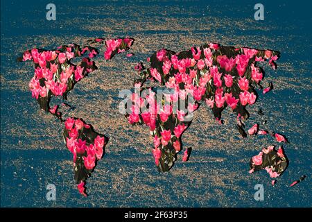 Roughly outlined world map with white background Stock Photo