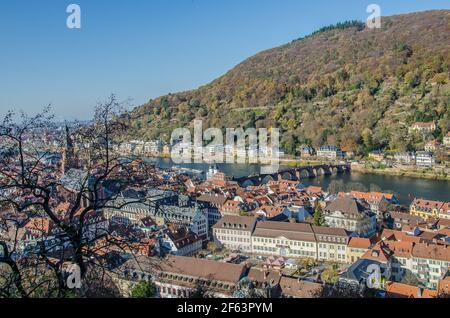 Heidelberg is a university town in the German state of Baden-Württemberg, situated on the river Neckar in south-west Germany. Stock Photo