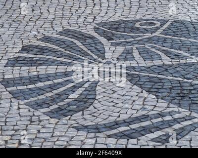 Typical portuguese pavement with a fish in Lagos Stock Photo
