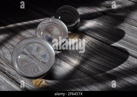 Crystal glass ball with brilliant lighting and luxurious background Stock Photo
