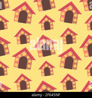 dog house seamless pattern vector illustration Stock Vector